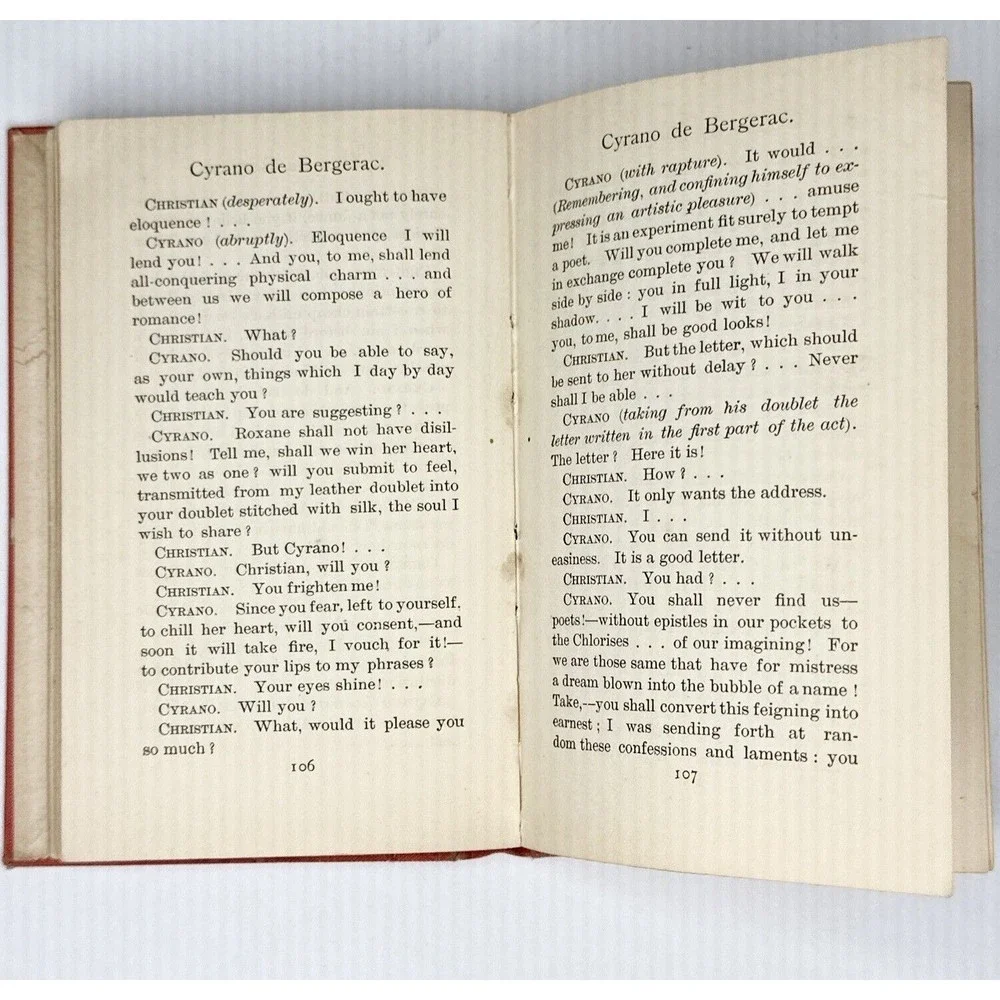 Cyrano DeBergerac Edmond‎ Rostand 1898 Hard Cover Book